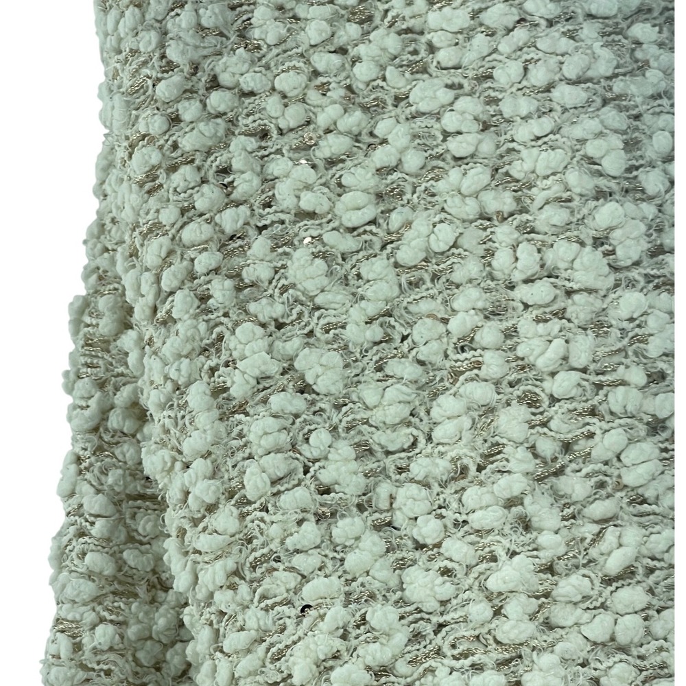 Ivory Boucle Knit Throw‎ Blanket Neutral Textured Woven Cozy Chic 45x45 bling